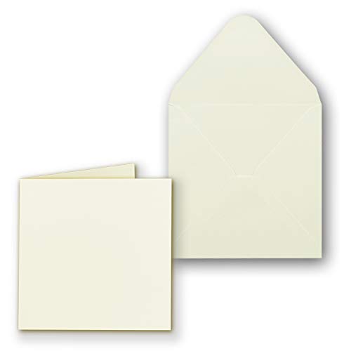 Gustav Neuser C-Line Sets of Square Cards with envelopes, Cream-White/Natural White, Ideal for DIY and Creative Crafts 25 Stück White