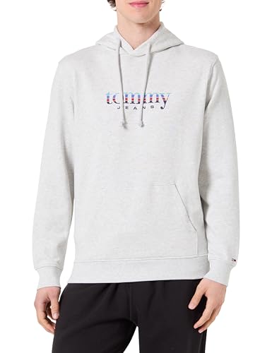 Tommy Jeans Tjm Reg Entry Dna Play Hood Dm0Dm22642 Felpa con Cappuccio, Grey (Ice Grey Heather), XS Adulto