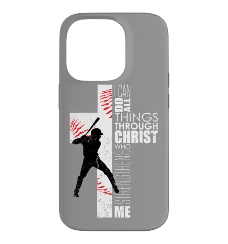 Christian Baseball Gifts Teen Boys Philippians 4:13 Phone Case for iPhone 14 Pro