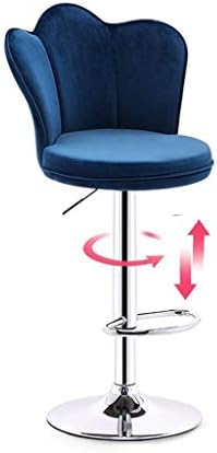 Bar Chair Modern Lift Chair Nordic Bar Stool Simple Bar Chair High Stool High Back Retro Velvet Armchair Suitable For Living Room Bedroom Kitchen ( Color : Blue , Size : Type A base diameter 38.5CM )