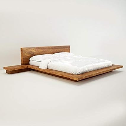 TG FURNITURE Platform King Size Bed Natural Finish, Solid SHEESHAM Wood, Dimensions Size(INCH) L*B*H 78 * 82 * 32 Mattress Size 76� X 80�