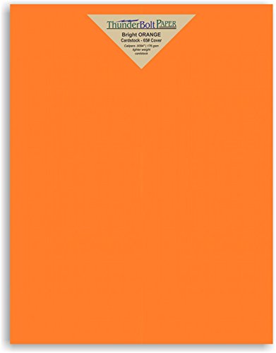 50 Bright Orange Cover/Card Paper Sheets - 8.5 X 11 Inches Standard Letter|Flyer Size - 65# (65 lb/pound) Light Weight Cardstock - Quality Printable Smooth Paper Surface for Bright Colorful Results