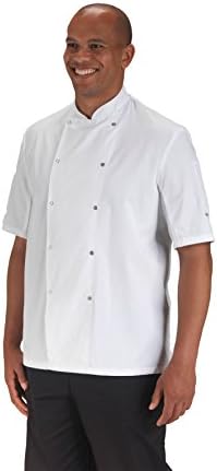 Dennys AFD ThermoCool Chef Jacket Lightweight Short Sleeves Steel Press Studs Sizes XS, S, M, L, XL, 2XL, 3XL, 4XL Black or White Immediate Despatch