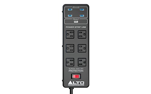 Alto Professional Power Strip USB | Data Transfer & Surge-Protection Power Strip with 5-Port USB Hub & 6 AC Sockets