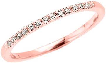 14k Rose Gold Dainty Diamond Stackable Ring(Size 4)