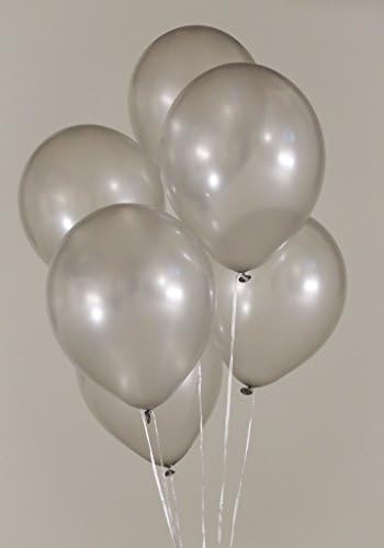 Partyoutletz 12" Latex Balloons, (100 Count) Metallic Silver