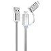 HANDY MOBILE Easy Find LED Light Up Metal Universal 2-In-1 Sync & Charge Cable with 8 Pin Lightning & Micro USB Connectors for iPhone 6 6Plus, iPad Air Mini, Android Galaxy S5 S6