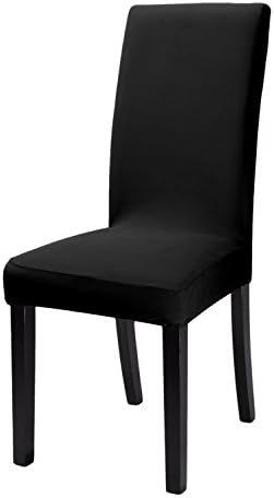 Homluxe Stretch Polyester Kitchen Dining Chair Covers Set (4, Black)