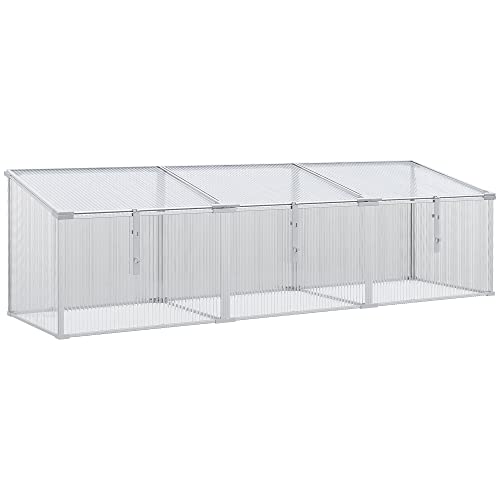 Outsunny Mini Serre de Jardin Serre à tomates 181L x 51l x 51H cm 3 pannneaux toits ouvrables alu. Polycarbonate