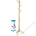 High-Grade Wooden Tree Coat Rack Stand, 6 Hooks - Super Easy Assembly NO Tools Required - 3 Adjustable Sizes Free Standing Coat Rack, Hallway/Entryway Coat Hanger Stand for Clothes, Suits, Accessories primary