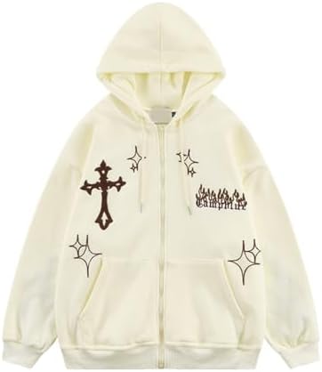 Amazon.com: Gothic Embroidery Hoodies Women Retro Harajuku Hip Hop