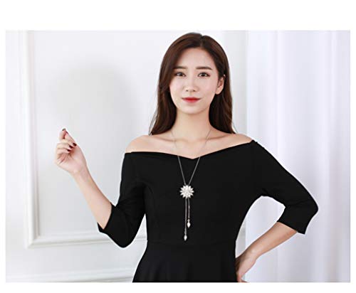 Rurah Zircon Fringed Clover Sweater Chain Necklace Pendant Women Girl Ornaments Fashion with Clothing Accessories (3#)