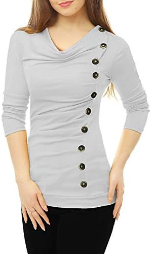 Women Bodycon Work Tops Business Blouse Elegant Cowl Neck Short Sleeve Tunic Ruched Tee Work Shirt Slim Fit