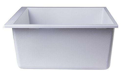 ALFI brand AB2420UM-W Undercount Single Bowl Granite Composite Kitchen Sink, 24", White
