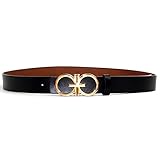 MoYoTo Womens 1.10″Wide Genuine Leather Fashion Designer Buckle Thin Belts For Dresses (Black)