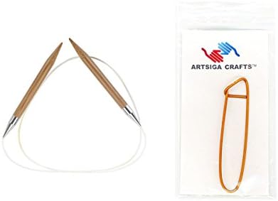ChiaoGoo Bundle: Circular 40-inch (102cm) Wooden Knitting Needle; Size US 50 (25mm) with 1 Artsiga Crafts Stitch Holder 2040-50