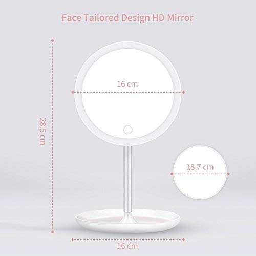 ELEHOT Makeup Mirror 5X Magnifying Lighted Desktop Vanity Mirror Adjustable Height Cosmetic Magnification with Lights Wireless Tabletop Mirror Rotates 360° - Thumbnail 7