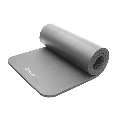 Incline Fit Exercise Mat Ananda 4/5" Extra Thick Exercise Mat with Strap - Non Slip Workout Mat for Yoga, Pilates, Stretching, Meditation, Floor & Fitness Exercises, Elephant Gray