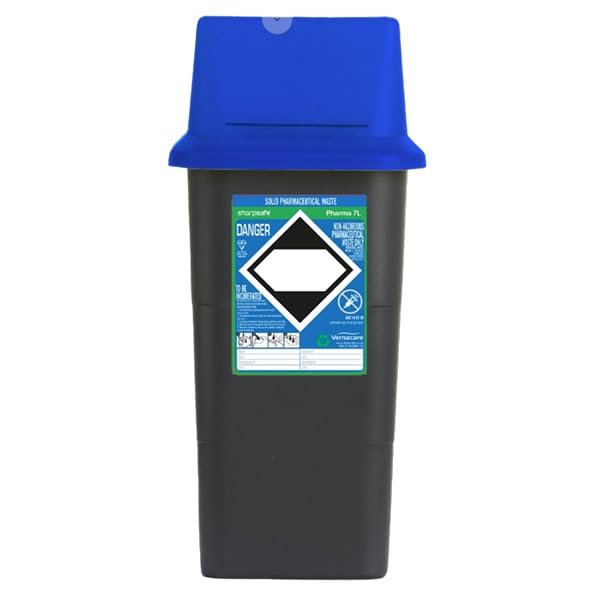 Frontier 41105440 Blue Lid Solid Pharmaceutical Waste Bin, 7 L