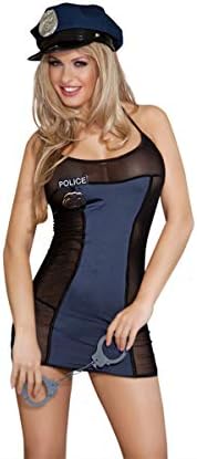 Zanyware Womens Sexy Valentine Police Uniform Dress Costume with Badge