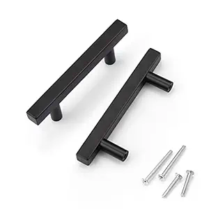 KNOBWELL 10 Pack 3 in Black Cabinet Pulls, Stainless Steel Kitchen Cupboard Door Handles Matte Black 3