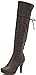 Dream Pairs Women's PHANCY Fashion Slouchy Rear Cross Lace Up Winter Faux Fur High Heel Knee High Lady Boots