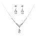 Accessoriesforever Bridal Wedding Prom Jewelry Set Crystal Rhinestone Necklace V Teardrop Silver Clear