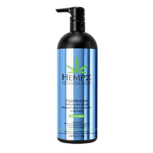 Hempz Triple MoistureRich Herbal Whipped Creme Conditioner and Hair Mask for Women and Men, 33.