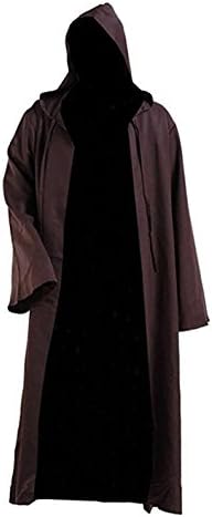 Flycos Mens Deluxe Cosplay Costume Hooded Robe colorful Cloak Knight Tunic (XXL, Brown)