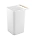 Yamazaki Home Como Modern Slim Square Trash Can Garbage Waste Basket for Bathroom Kitchen ABS Plastic One Size White