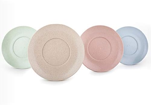Round Plate 4Pcs Fruits Dessert Kitchen Tableware Small Eco-Friendly Dinners Snacks Aperitif Party Unbreakable Solid Cake Wheat Straw Kids