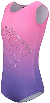 Fedi Apparel Girls Gymnastics Leotards Shiny Diamond Sleeveless Ballet Dance Athletic 6-14