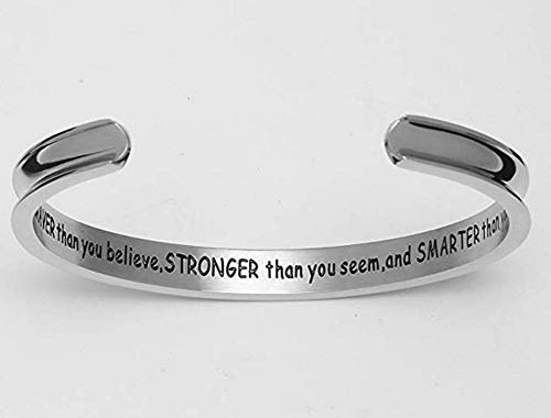 Cuff Bangle Bracelet You Are Braver than You Believe Stainless Steel Inspirational Jewelry