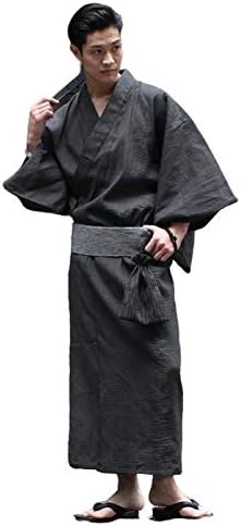 スプ Spu 浴衣 メンズ 男 浴衣セット 簡単 セット ワンタッチ帯 帯 下駄 扇子 巾着袋 5点セット しじら織り 綿 着物 人気 プリント 和