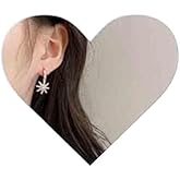 Allereyae Vintage Crystal Starburst Dangle Earrings Rhinestone Flower Drop Earrings Sparkly Crystal Starburst Earrings Gold Cz Star Stud Earrings for Women