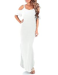 GOCHIC - Vestido largo con tirantes de espagueti y hombros descubiertos para mujer