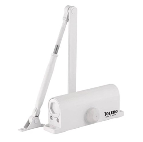 Door Closer White Finish Size 2 Spring For Wood, Metal Or Glass Residential/Commercial Doors (TOLEDO Self Closing Automatic Door Closer) (White TC2 (55-99LBS))