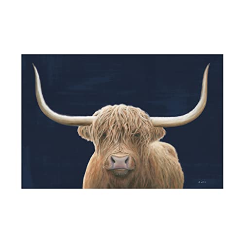 Trademark Fine Art 'Highland Cow Navy' Canvas Art by James Wiens 16x24