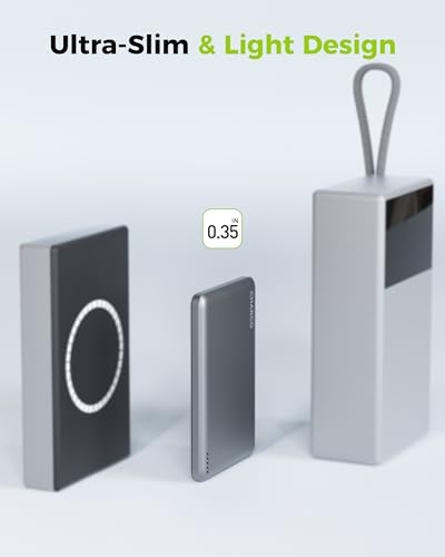 CHARCO 5000mAh Power Bank Inalámbrico 15W, Cargador Portátil USB C PD 20W Magnético Carga Rápida, Cargador Inalámbrico para Magsafe Compatible con iPhone 16/15/14/13, Samsung y AirPods