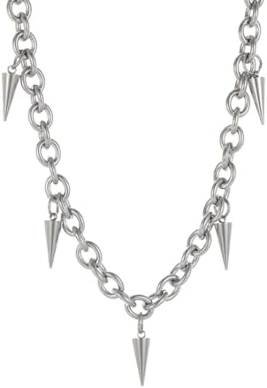 PINK TOWN Gothic Punk Chains Rivet Necklace Y2K Spike Paperclip
