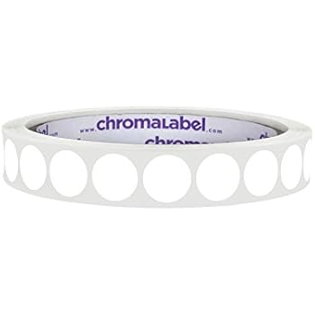 ChromaLabel 1/2 Inch Round Permanent Color-Code Dot Stickers, 1000 Labels per Roll, White
