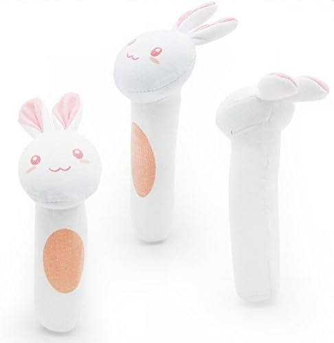 WO DAY BIBI Rattles Lovely Animal Hand Grasp Stick Babies Toy-white rabbit