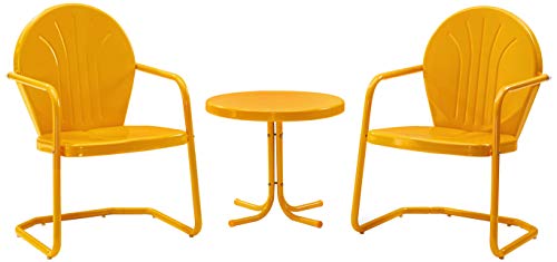 Crosley Furniture Griffith 3-Piece Outdoor Chair and Side Table Set, Retro Meta…