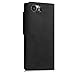 kalibri Case Compatible with BlackBerry KEYone (Key1) - Case Real Leather Book Style Protective Cover with Card Slot - Black