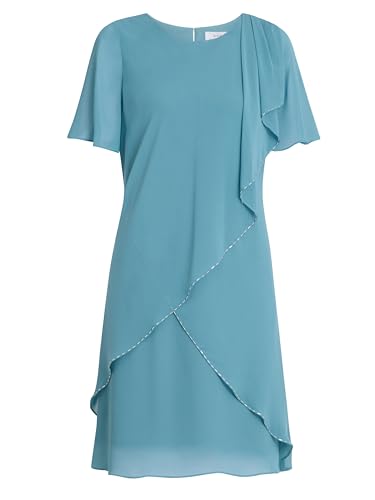Gina Bacconi Blue Floral Tier Dress, SEA Mist, 18