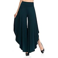 F1rst Rate Womens Casual Tie Dye Solid Wide Leg Bottom Boho Hippie Lounge Palazzo Pants(DarkGreen-Medium)