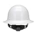 MSA 475408 Skullgard Full-Brim Hard Hat with Fas-Trac III Ratchet Suspension | Non-slotted Hat, Made of Phenolic Resin, Radiant Heat Loads up to 350F - Standard Size in White