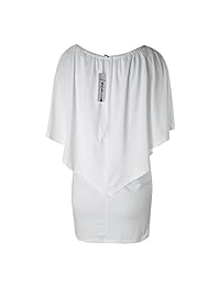 Para mujer Sexy Off hombro Convertible capa volantes Bodycon fiesta Club Mini Vestido