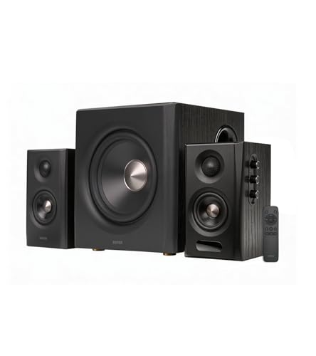 Edifier S355DB 2.1 Powered Bookshelf Speakers with 8" Wireless Subwoofer, 150W Tri-Amp Hi-Res Audio, Computer Speaker System, Bluetooth 6.0 with LDAC, HDMI/Optical/Coaxial Inputs for PC, TV (Black)