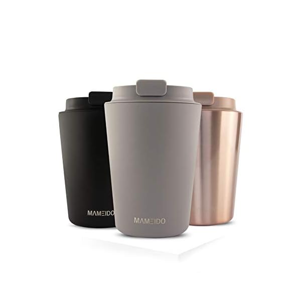 MAMEIDO Thermobecher 350 ml, dichter Kaffeebecher to go aus Edelstahl doppelwandig isoliert, auslaufsicher, Coffee to go Becher warmhaltend (Taupe Grey)